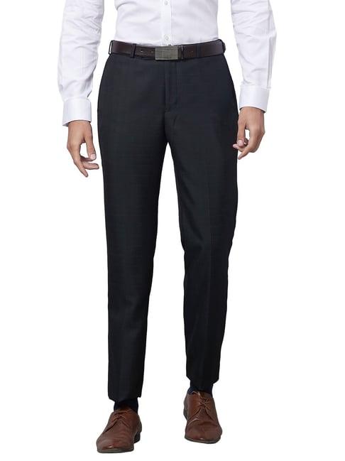 park avenue black smart fit checks trousers