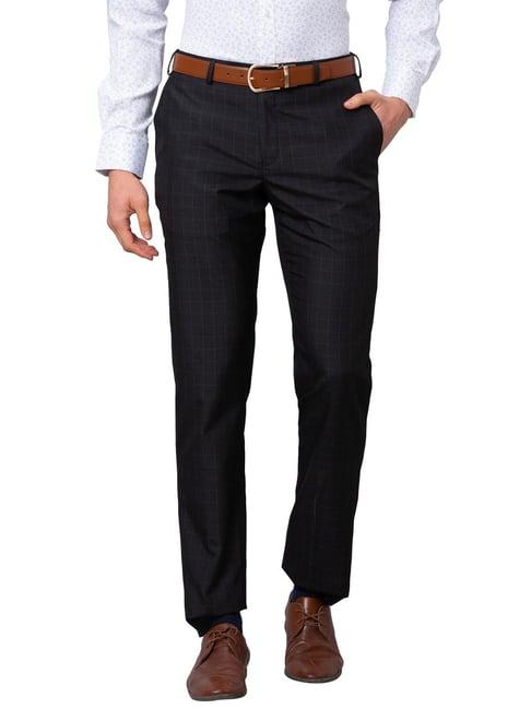 park avenue black smart fit checks trousers