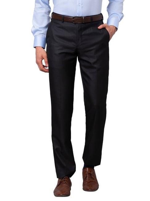 park avenue black smart fit texture trousers