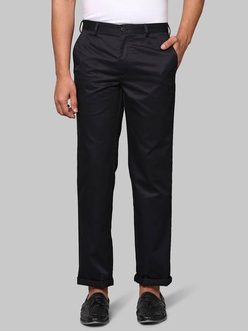 park avenue black super slim fit flat front trousers