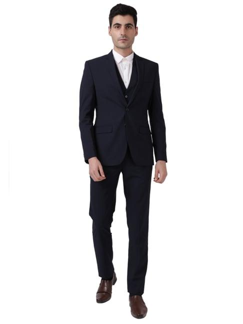 park avenue black super slim fit three piece suit