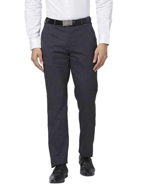 park avenue blue classic fit texture trousers