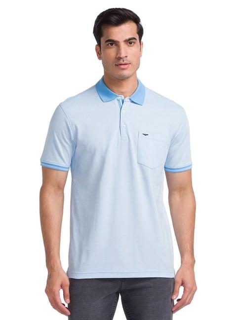 park avenue blue cotton slim fit polo t-shirt