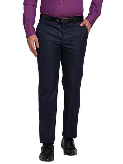 park avenue blue regular fit trousers