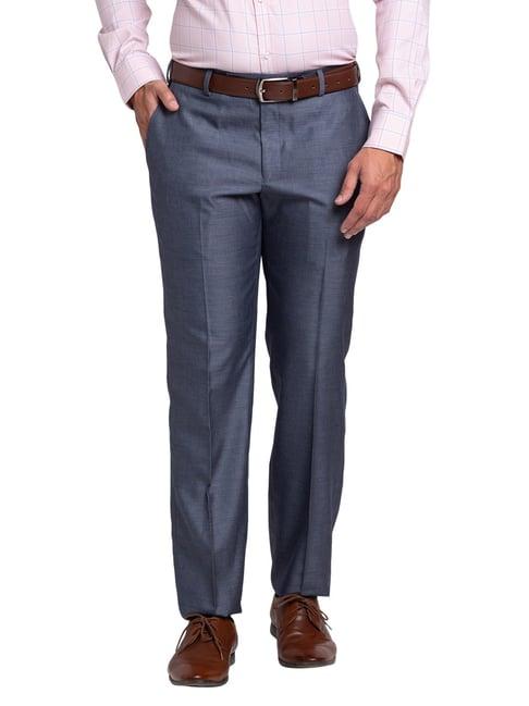 park avenue blue regular fit trousers