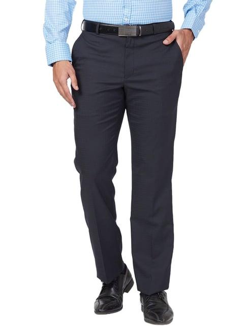 park avenue blue regular fit trousers