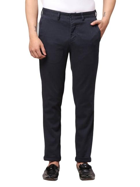 park avenue blue regular fit trousers