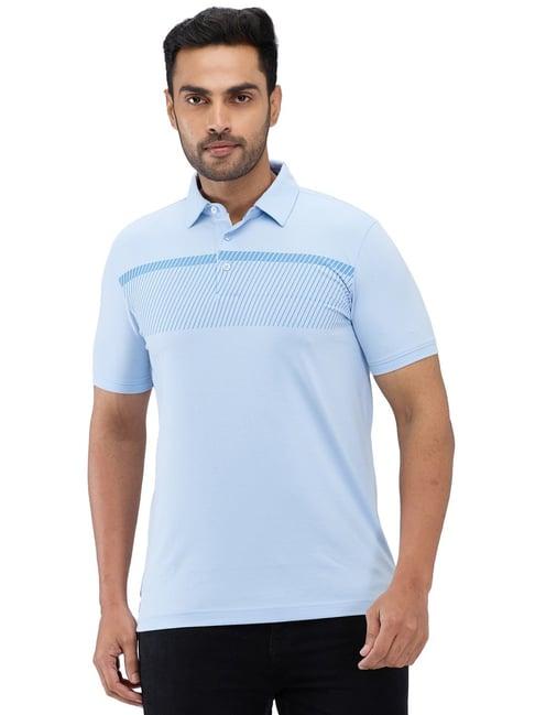 park avenue blue slim fit printed polo t-shirt