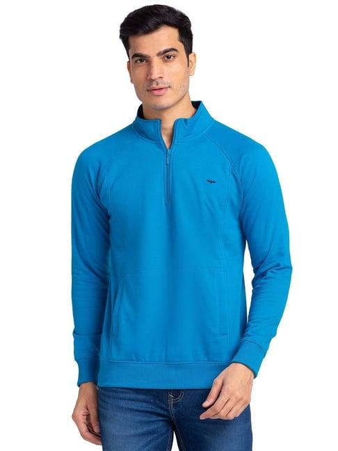 park avenue blue slim fit sweatshirt