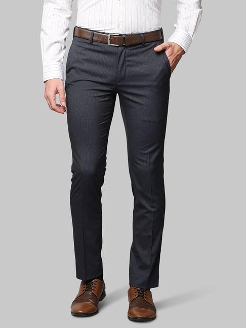 park avenue blue super slim fit flat front trousers