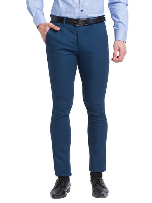 park avenue blue super slim fit trousers