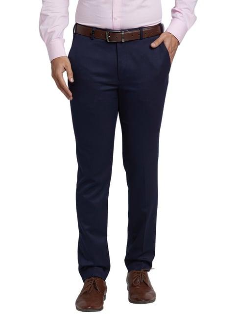 park avenue blue super slim fit trousers