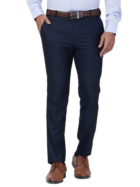 park avenue blue super slim fit trousers