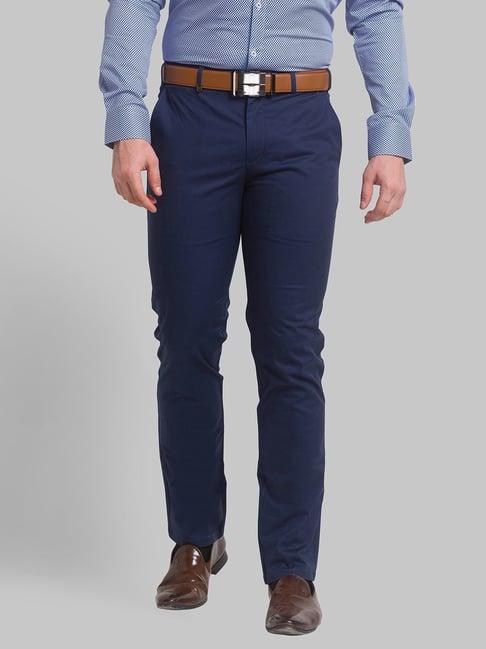 park avenue blue super slim fit trousers