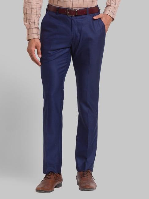 park avenue blue super slim fit trousers