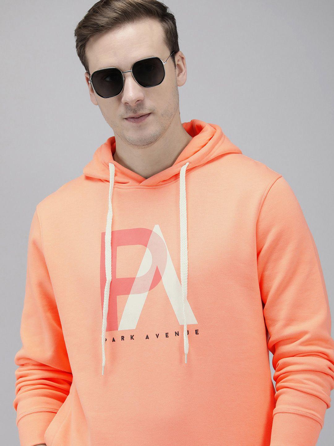 park avenue brand logo printed casual hooded sweatshirt