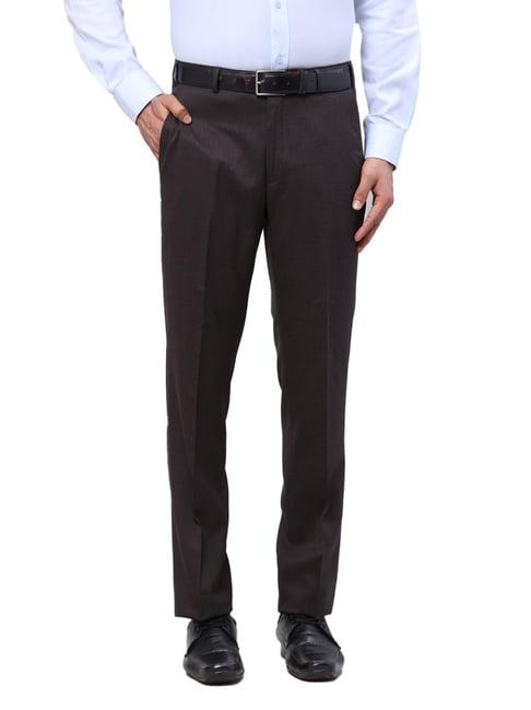 park avenue brown luxus fit texture trousers