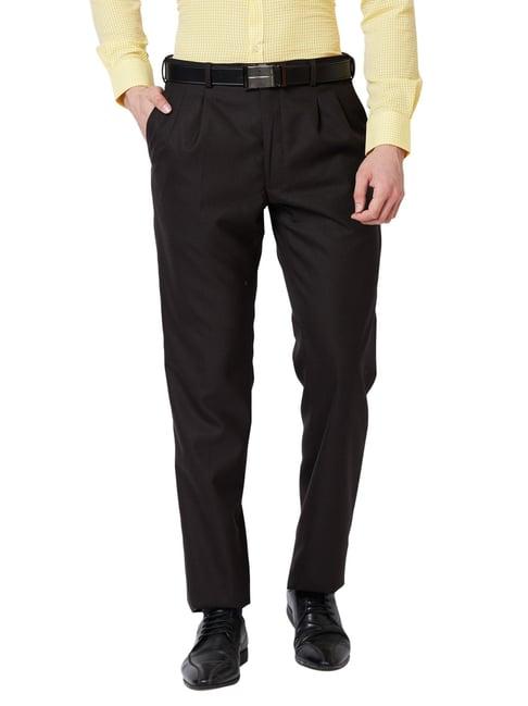 park avenue brown regular fit texture trousers