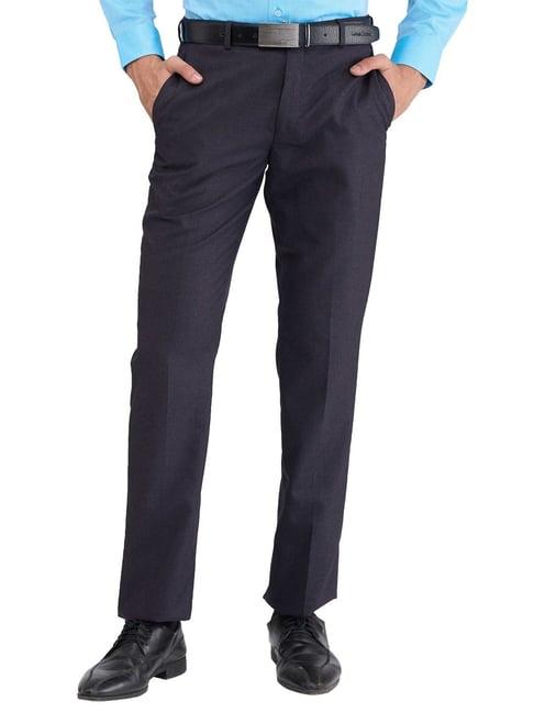 park avenue brown regular fit texture trousers