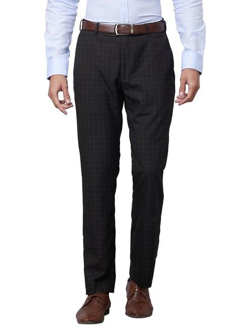 park avenue brown smart fit checks trousers