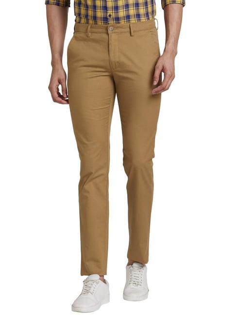 park avenue brown super slim fit texture trousers