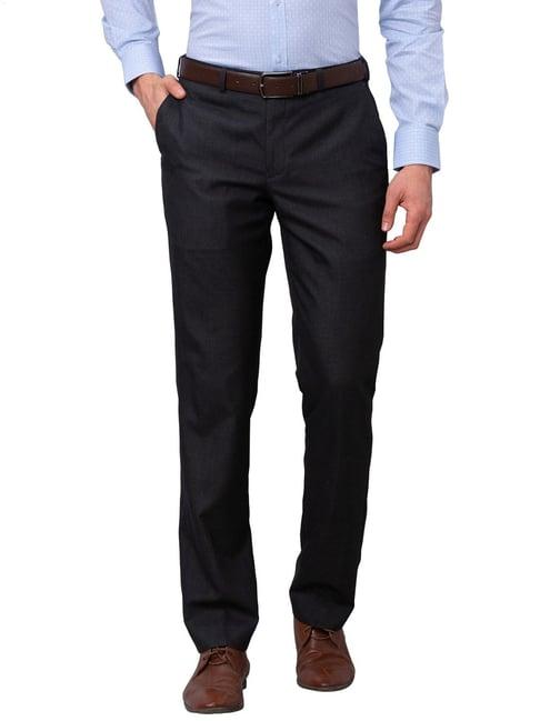 park avenue charcoal smart fit texture trousers