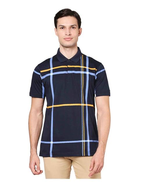 park avenue dark blue checks polo t-shirt