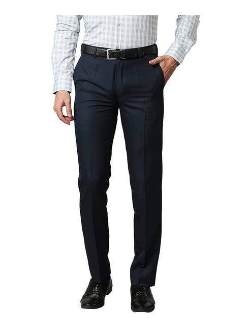 park avenue dark blue regular fit trousers