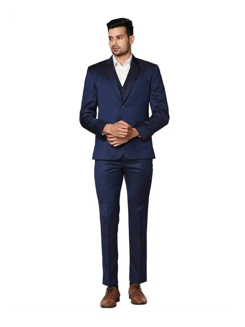 park avenue dark blue super slim fit three piece suit
