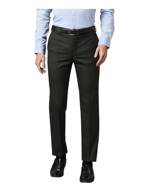 park avenue dark brown regular fit trousers