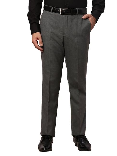 park avenue dark grey slim fit flat front trousers