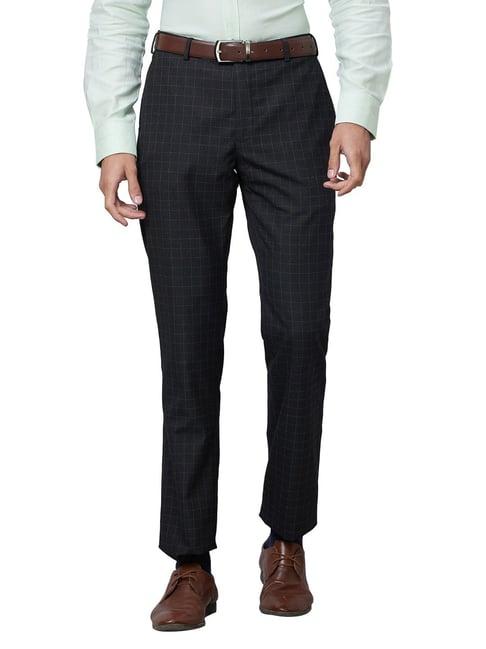 park avenue dark grey smart fit checks trousers