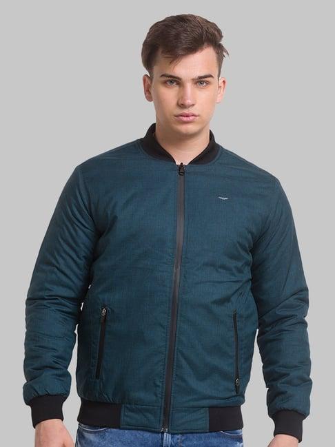 park avenue green & blue regular fit reversible jacket