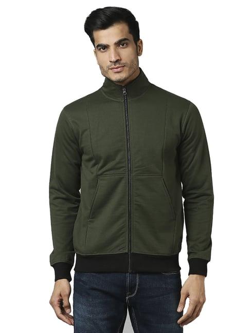 park avenue green slim fit sweatshirt