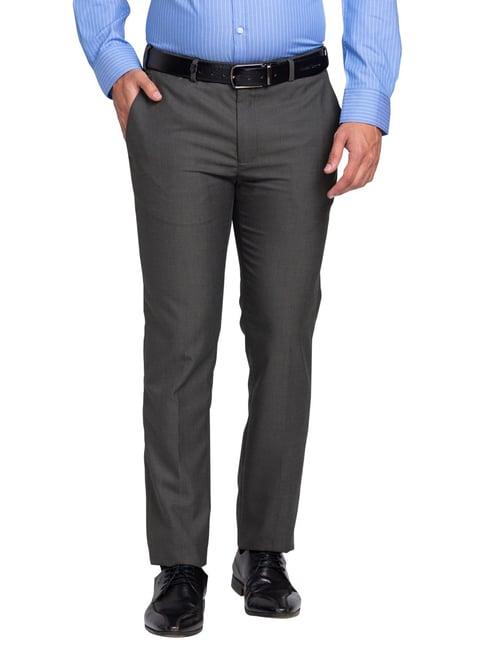 park avenue green super slim fit texture trousers