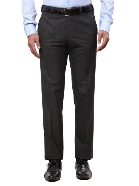 park avenue grey classic fit checks trousers