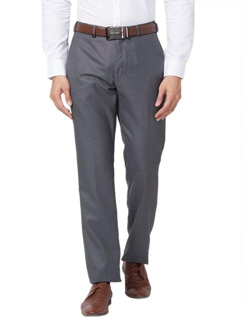 park avenue grey classic fit texture trousers