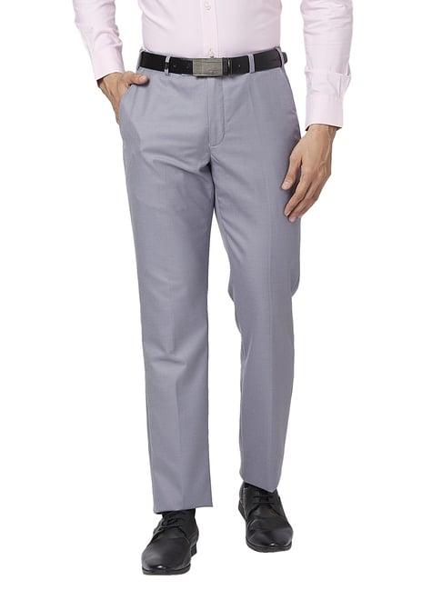 park avenue grey classic fit texture trousers