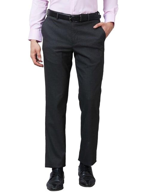 park avenue grey classic fit texture trousers