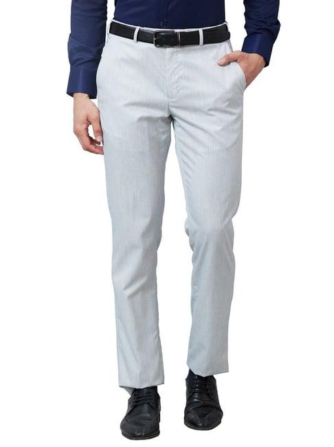 park avenue grey classic fit texture trousers