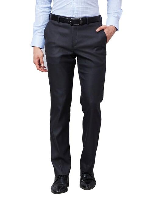 park avenue grey classic fit texture trousers