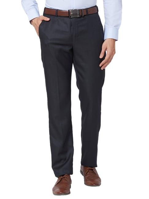 park avenue grey classic fit texture trousers