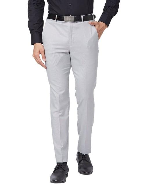 park avenue grey classic fit texture trousers