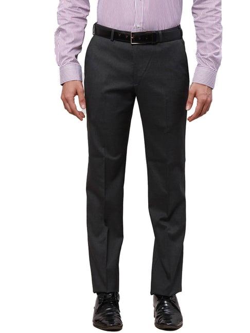 park avenue grey regular fit checks trousers