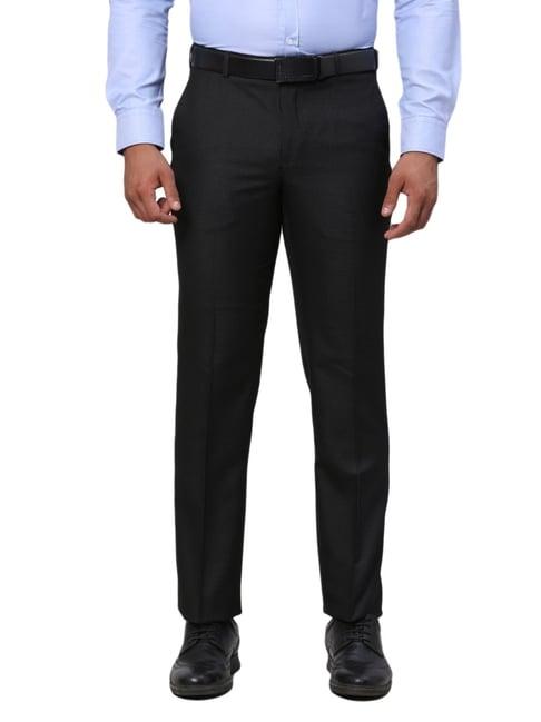 park avenue grey regular fit checks trousers