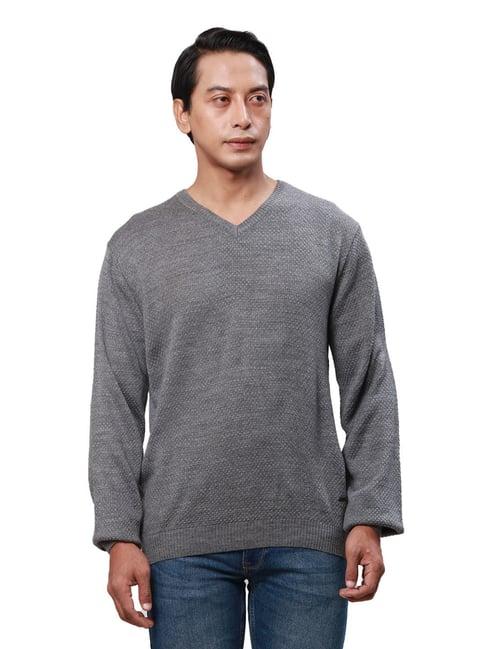 park avenue grey regular fit self pattern sweater