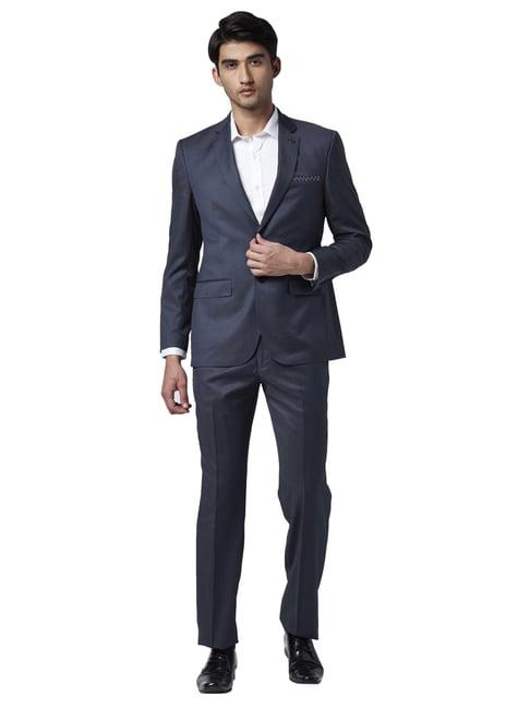 park avenue grey regular fit self pattern two piece suit