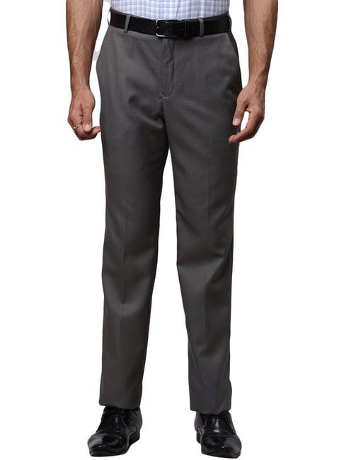 park avenue grey regular fit trousers