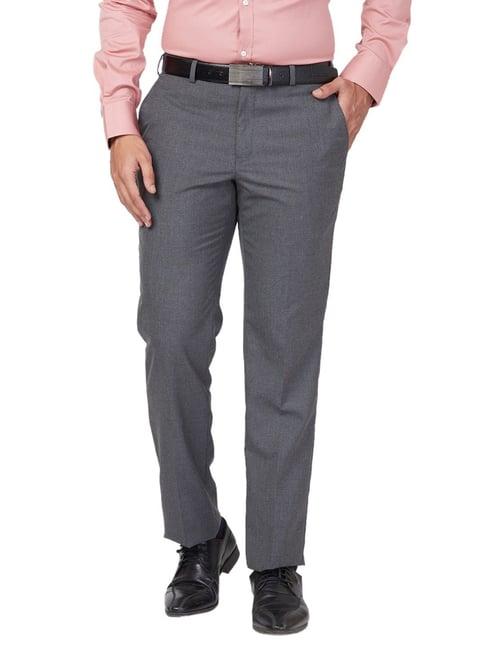 park avenue grey regular fit trousers