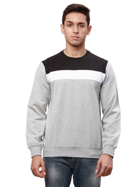 park avenue grey slim fit colour block sweatshirt